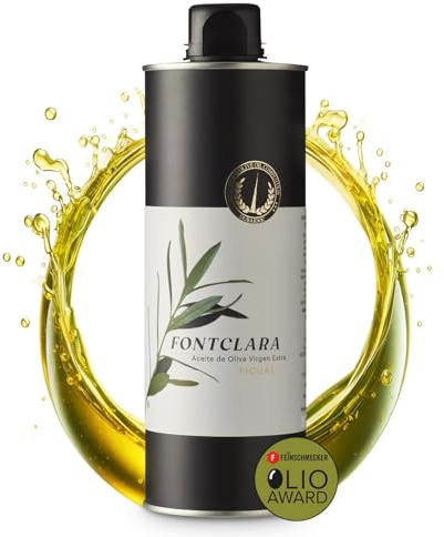 FONTCLARA Picual Aceite de Oliva Virgen Extra de España, Premiado, Frutado Medio, Añade Profunidad a sus Platos, Extracción en Frío, Freir, Cocinar y Hornear, Botella de 0,5l