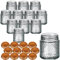 gouveo EGK150B Lot de 12 bocaux de conservation vides en cristal rond avec couvercle à visser Bronze 150 ml Petits bocaux à bijoux avec motif diamant