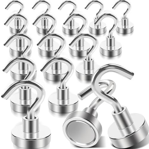 28pcs Magnetic Hooks for Cruise Cabins, 22lb+ Strong Magnetic Hooks for Fridge, Muti-Use Magnet Hooks Heavy Duty for Hanging, Neodymium Magnets Metal Hooks for Kitchen, BBQ Grill, Campervan, Van