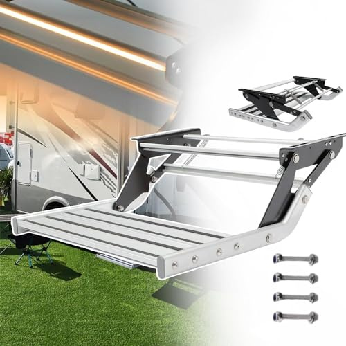 GXXINGIN Escalones para Casas móviles, escalones manuales Plegables para Furgonetas Camper, taburetes abatibles para caravanas, escaleras para caravanas (una Sola Capa)