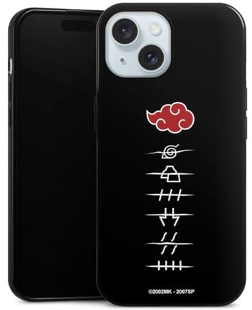 Slim Case extra dünn kompatibel mit Apple iPhone 15 Silikon Handyhülle schwarz Hülle Akatsuki Offizielles Lizenzprodukt Naruto Shippuden