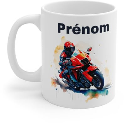 Mug Personnalisé Motard Rouge - Cadeau Unique et Original pour Passionnés de Moto Taille 11oz