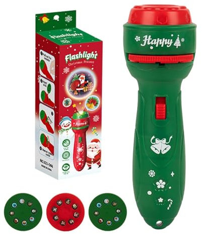 Kids Christmas Projector - 24 Patterns Christmas Flashlight Projector | Christmas Projection Flashlight Kids Projector | Christmas Slide Torch Toy for Stocking Stuffer(Green)
