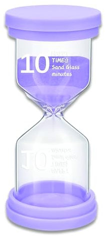 Reloj de Arena, 10 Minuto Temporizador de Reloj Arena Colorido, Temporizador de Huevo, Que Se Cepillan Los Dientes, con Extremos de Goma Blanda, para Cocina Casera, Oficina, Violeta