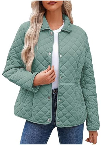 Manteau matelassé décontracté à manches longues pour femme, veste matelassée boutonnée de couleur unie, manteaux tendance, légers et chauds, vêtements d'extérieur d'hiver avec poches, Vert menthe