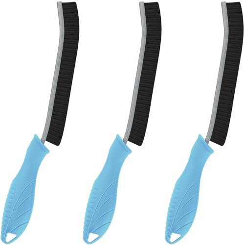 KMOSENIA Reinigungsbürste - Hartborsten Ecken Reinigungsbürste, Spaltreinigungsbürste, Fugenbürste, Multifunktionale Reinigungsbürsten, Eckenreinigungsbürste für Badezimmer Küche (3, Blauer Griff)
