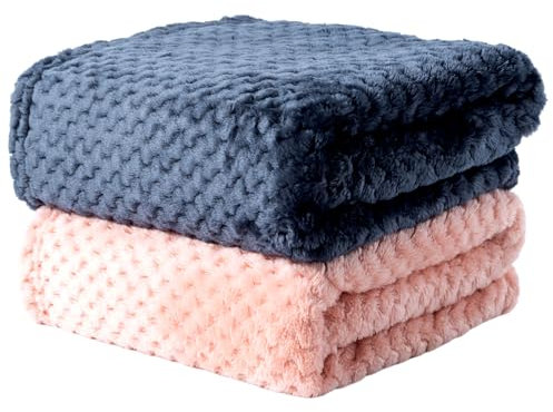 SLSON 2 couvertures pour Chiens et Chats, Couverture Douce pour Animaux de Compagnie Double Couche pour canapé, lit, Voiture, Voyage. Lavable en Machine. (Jaune pâle et Gris foncé)