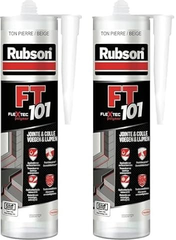 Rubson FT 101 Ton Pierre, Mastic polymère de haute qualité pour joints, fissures, collages, Mastic étanche pour intérieur & extérieur, Mastic multi-matériaux, cartouche 280 ml (Lot de 2)