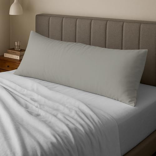 Pizuna Cotton Ash Grey Body Pillow Cover 1 Piece Only 52x140 cm | 400 Thread Count 100% Long Staple Cotton Body Pillow Case Sateen Body Pillowcase