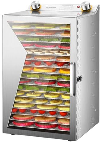 RIQHTIK Commercial Food-Dehydrator Machine with Trays, Large Food-Dehydrator for Food Dryer Dehydrator,Stainless Steel Fruit Dehydrator for Jerky, Meat, Beef, Herbs,18 Layer