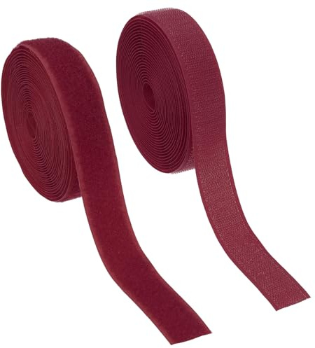 YELARXI Ruban auto-agrippant en nylon à coudre - 2,5 cm de large - Dos non adhésif - 4,5 m de long - Pour vêtements, travaux manuels, couture, projet de bricolage - Rouge foncé