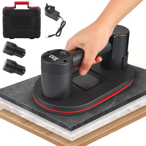 Ventouse électrique sans Fil pour Carrelage, Ventouse Carrelage avec Affichage Numérique, 2 Moteurs 4500 mAh, Puissance d'aspiration de 300 kg, Ventouse Pare Brise pour Surfaces Rugueuses (Bleu)