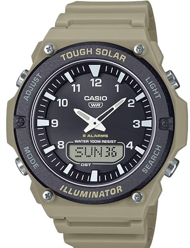 Casio AQ-S820W Series | Black/Beige | Tough Solar | World Time | LED Illuminator | Ana-Digital Watch