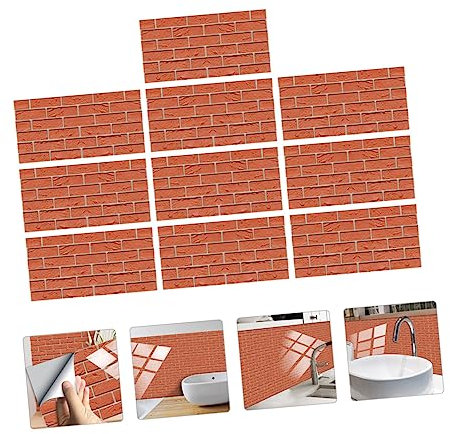 Angoily 10 Adesivi Murali In Finto Mattone Rosso E Adesivi Per Piastrelle A Mosaico Piastrelle Per Bagno Pareti In Finto Mattone Decorazione Per Camera Da Letto Effetto Muro