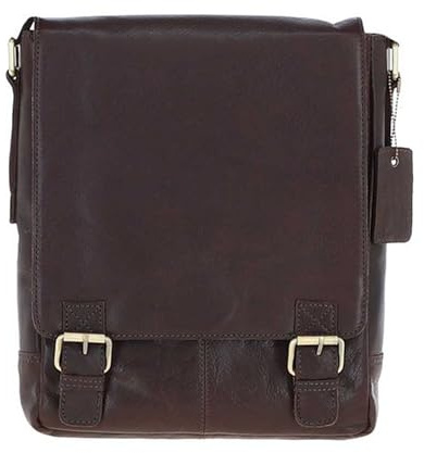Ashwood Classic A4 Leather Flap-Over Messenger Bag - Rich Genuine Leather Crossbody with Outer Zip Pockets, Internal Storage & Adjustable Strap for Work, Travel or Daily Use: Q-43