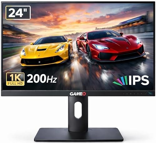 24 Inch Gaming Monitor, Full HD 1920×1080 200Hz, Fast IPS Computer Monitor, 0.5ms MPRT, HDR Ready, 94% sRGB, Adaptive Sync, HDMI 2.1 & DP 1.4, full Adjustable Stand, VESA 100×100mm, 1 Year Warranty