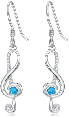 Musiknoten Ohrhänger 925 Sterlingsilber Hypoallergen Notenschlüssel Harfen Sechzehntelnote Symbol Musikschmuck Geschenk für Musiklehrer Schüler, Musiker