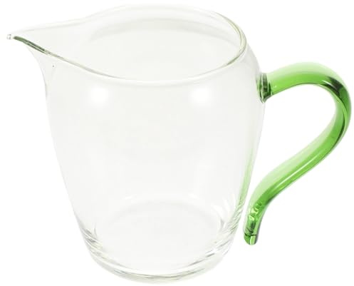 COLLBATH Jarra de Vidrio Resistente al Calor con Vertedor para Salsa y Ensaladas Dispensador de Té y Jugos con Asa Verde para Cocina y Servicio Restaurante