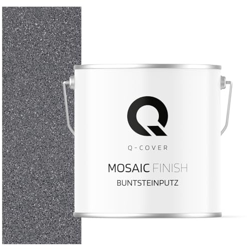 Q-COVER Buntsteinputz 7 Kg Dunkelgrau M05 Mosaikputz Sockelputz Dekorative Putz Innen & Außen Fassadenputz Fertigputz Edelputz Oberputz Kratzfest Wetterfest