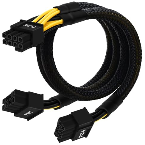 COMeap GPU Stromkabel für Corsair Netzteile, Modulares ATX 8 Pin auf 2x PCIe 8 Pin (6+2), doppelt geflochtenes Verlängerungskabel 63cm + 23cm, Schwarz