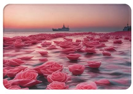 yefan Roses By The Sea Bodenmatte, 40 x 60 cm, rutschfest, geeignet für Küchen, Eingänge, Badezimmer usw.