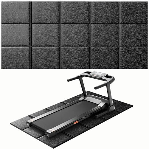 THAILE Laufbandmatte 200x100CM Bodenschutzmatte Unterlage für Fitnessgeräte | 6MM,Hochdichte PVC,Schalldämmung,Stoßdämpfung,Faltbar,Rutschfest