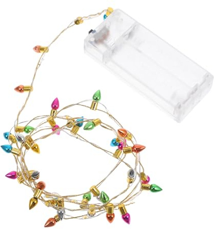 Miniatur Weihnachtslichterkette mit LED, Weihnachten Geschenkideen | Kunststoff, Kleiner Perlenkette mit Batteriebox, für Regale und Wände, 1 Stück für Szenen