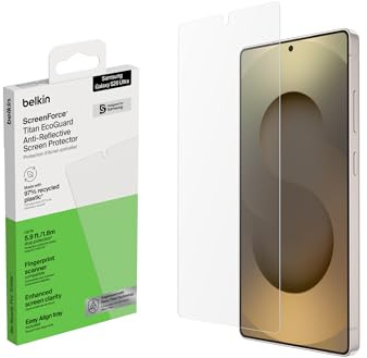 Belkin ScreenForce Titan EcoGuard Anti-Reflex Schutzfolie für Samsung Galaxy S26 Ultra, kratzfester Stoßschutz, Anti-Fingerprint, Ultradünne Displayschutzfolie mit Positionierungsrahmen