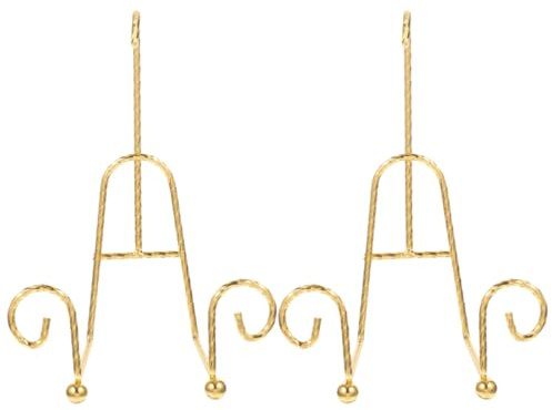 HEALLILY 2pcs Gold-plated European Style Ceramic Plate Cup Stand, Metal Tea Cup Holder Rack for Kitchen Countertop, Coffee Mug Drying and Display Organizer, Table Tumbler Storage