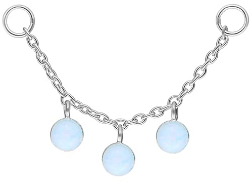 Wildcat Piercingkette - Synthetic Opal Chain - 25,0mm - Silber
