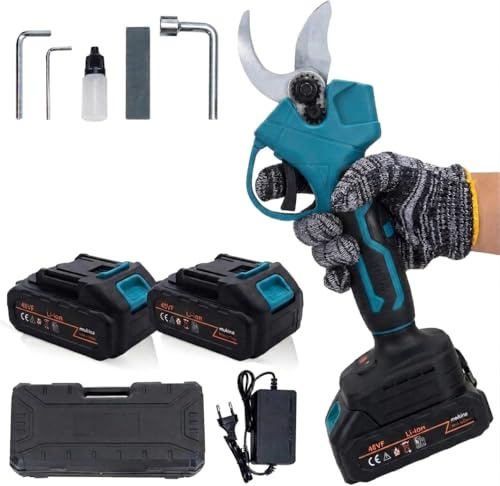 Vokot P3 Forbici Potatura a Batteria Professionali, Forbici Elettriche con 2 Batterie 48VF, Diametro Taglio 30mm, Motore Brushless, Cesoie per Potatura vigneto e giardino, Valigetta e Kit Manutenzione