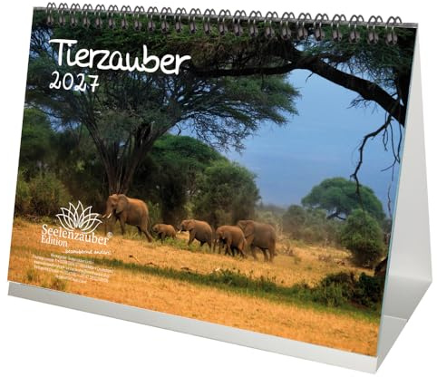 Tierzauber DIN A5 Tischkalender für 2027 verschiedene Tiere - Seelenzauber