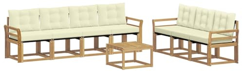 vidaXL Outdoor-Sofagarnitur mit Kissen 8 pcs Weiß und Creme, Moderner Garten-Sofa, strapazierfähiges Outdoor-Sektionen-Set, bequemes Terrassenmöbel, ideal zum Entspannen