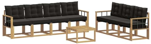 vidaXL Outdoor-Sofagarnitur mit Kissen 8 pcs Weiß und Schwarz, Moderner Garten-Sofa, strapazierfähiges Outdoor-Sektionen-Set, bequemes Terrassenmöbel, ideal zum Entspannen