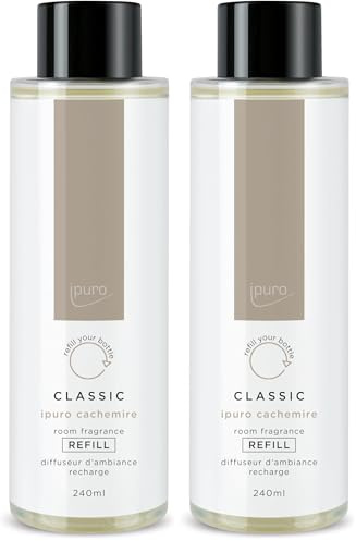 ipuro Classic Raumduft Nachfüllflasche CASHMERE 240ml | Raumerfrischer mit zarter Rose & würziger Johannisbeere über Zedernholz & Amber Duft| Nachfüller für Diffuser + Stäbchen | Lufterfrischer Refill