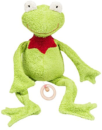 Efie Bio - Spieluhr Schlenker Frosch, kontrolliert biologischer Anbau (organic), Made in Germany, GOTS zertifiziert, nachhaltig, Melodie (Sandmann, leber Sandmann)