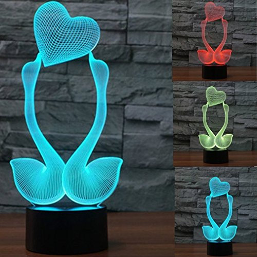 HPBN8 Ltd 3D Schwan Lampe USB Power 7 Farben Amazing Optical Illusion 3D wachsen LED Lampe Formen Kinder Schlafzimmer Nacht Licht.