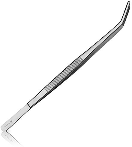 May - Aquarium Pinzette 30 cm lang - Aquarienpinzette - Aquarienzange - Aquarien-Zubehör zur Reinigung und Pflege - gebogenes Ende - Edelstahl