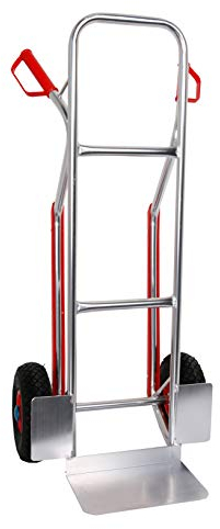 Sackkarre Aluminium Gleitkufen 150 kg 117x46x54, Vollgummibereifung (Szagato Transportkarre Stapelkarre Handkarre, Umzugskarre, leichte Sackkarre aus Aluminium für Umzug)