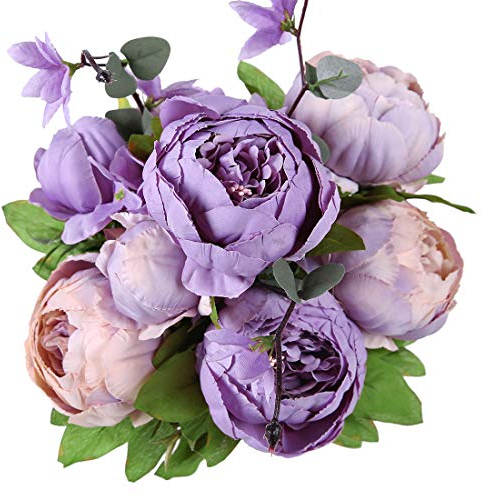 Veryhome Künstliche Blume Pfingstrose Gefälschte Blume Hochzeit Blumenstrauß Dekoration Familie Tabelle Öffentlich Auto Küche Büro Garten Innen Im Freien Braut Begrünung Pflanzen (Neues Lila)