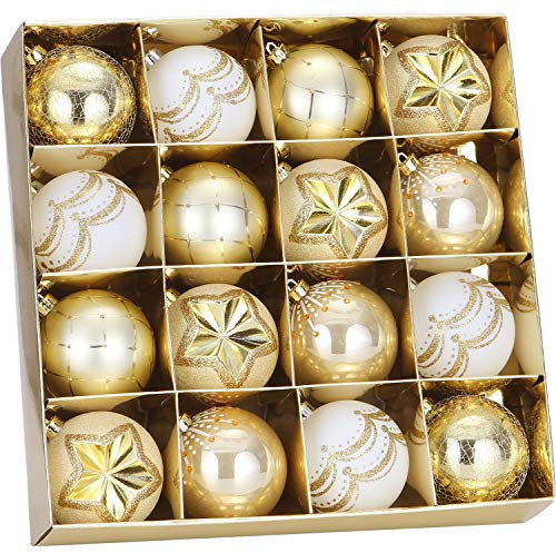 Sea Team 80 mm/3,15 Zoll Set mit bunten und glitzernden Ornamenten und Kugeln zum Aufhängen für Weihnachtsbaum, 16-teilig