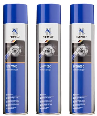 Normfest Bremtec Bremsenreiniger – mit Aceton, rückstandsfrei, für Bremsen, Metallteile und Klebeflächen, starke Reinigungsleistung für Werkstatt und Industrie, schnell trocknend, 3x 600 ml