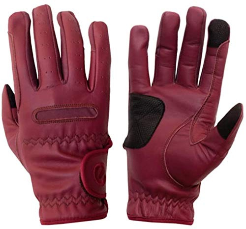 eGLOVE EQUEST GRIP PRO - Guantes de equitación para pantalla táctil de piel (Merlot Borgoña, XS a XL)
