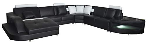 jvmoebel Leder Sofas Wohnlandschaft Eck Garnitur Design Modern Sofa U-Form L6015 + Tisch