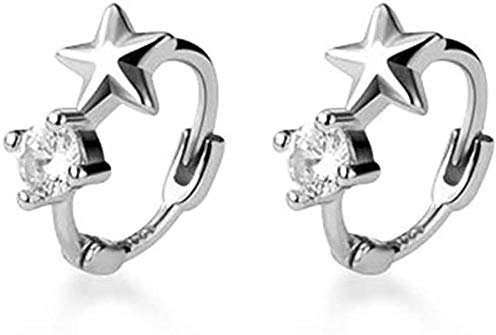 Cute CZ Star Cartilage Mini Tiny Cuff Small Hoop Earrings for Women Teen Girls Sensitive Ear S925 Sterling Silver Dainty Tragus Huggie Hoops Hypoallergenic Piercing Jewelry Gifts Bff (6mm silver)