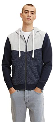 TOM TAILOR Herren Sweatjacke in Colourblocking 1033016, 27914 - Navy Offwhite Inject Stripe, S