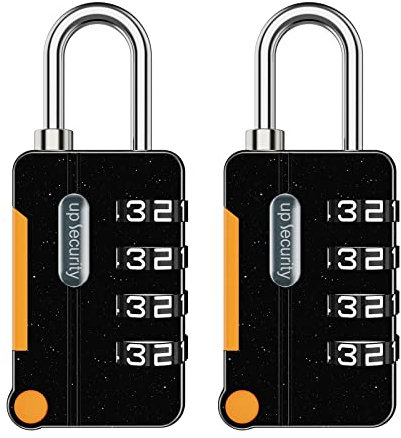 ORIA Combination Padlock, 2 Pack 4 Digit Padlock Waterproof Keyless, Resettable Luggage Locks for Backpack, Suitcase, Travel Bag, Briefcase, School Gym Locker, Hasp Storage, etc. (Black)