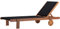 Habitat et Jardin - Bain de Soleil en Bois Exotique et Textilène Saïgon - Chaise de Jardin, Piscine et Balcon - Transat avec Dossier Inclinable + 2 Roues Arrières - Noir