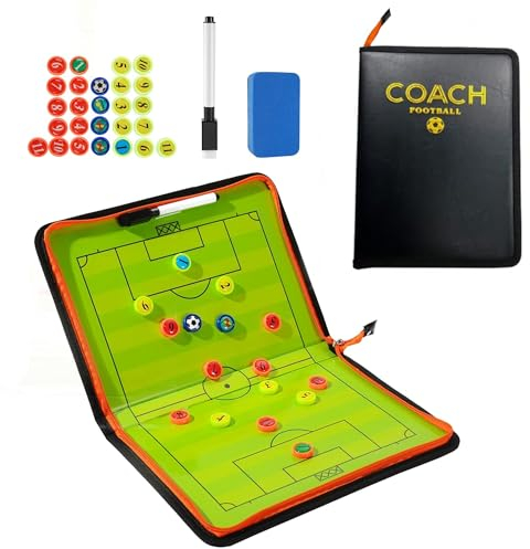 Taktiktafel Fußball, Professional Taktiktafel Fußball Tragbar Trainer Taktikmappe Klappbar Football Coach Board Multifunktional Taktiktafel mit Magnete Stifte für Taktikschulung und Spielanpassungen