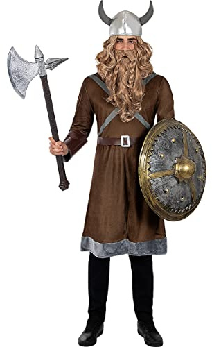 Funidelia | Viking Costume for man Nordic, Valkyrie, Barbarian, Vikings - Costume for adults accessory fancy dress & props for Halloween, carnival & parties - Brown